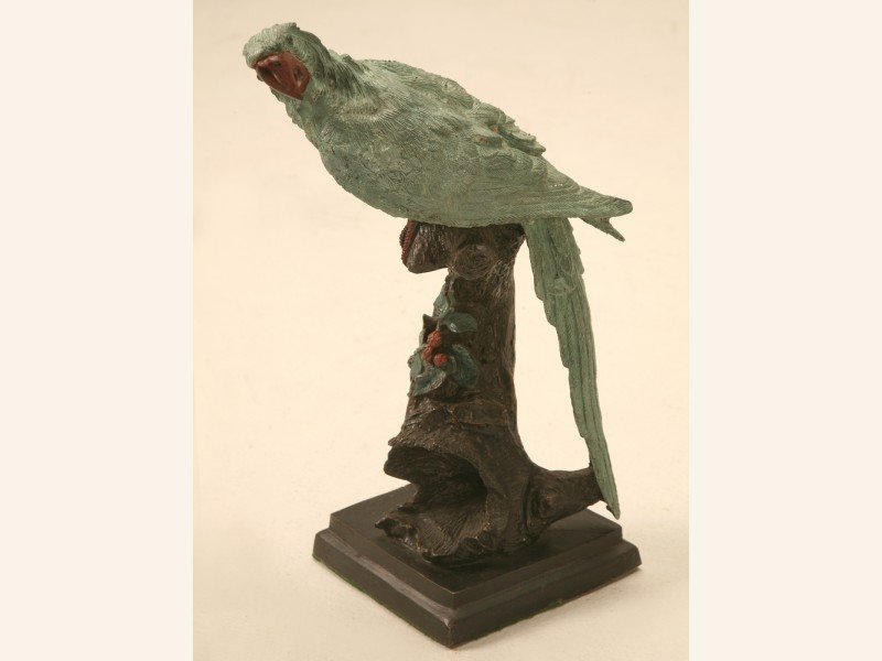 Early 20th C. Painted Bronze Parrot Statue (1 of 10)