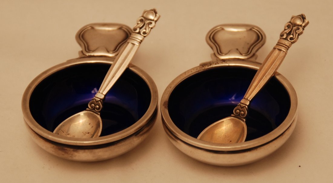 Pair of Georg Jensen Sterling Silver Old Danish  Blue (1 of 3)