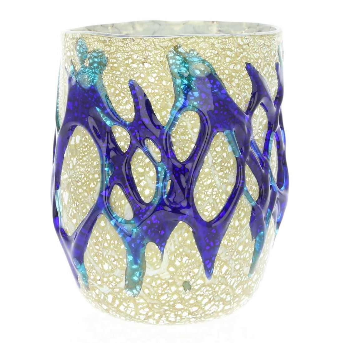 Murano Drinking Glass - Silver Leaf and Blue (1 of 4)