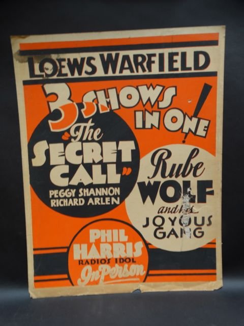 Loews Warfield 3 Shows-in-one Poster 1931 (1 of 6)