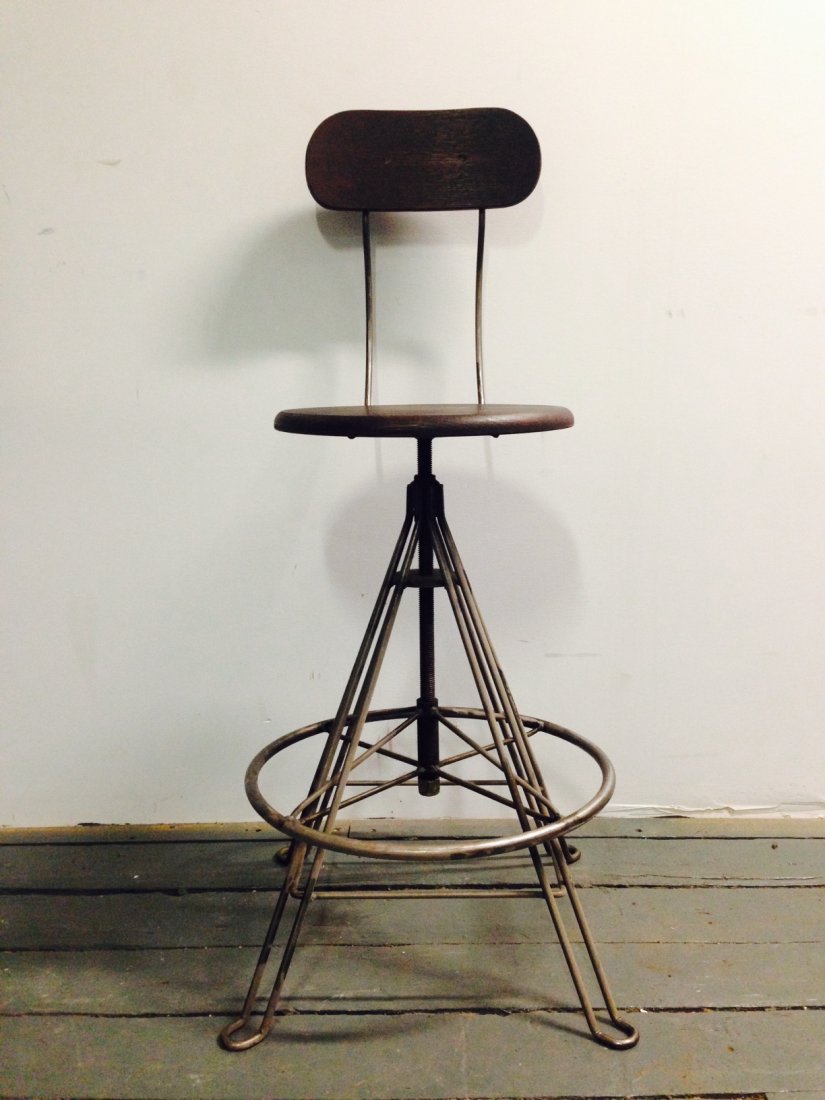 Industrial style Wood/Metal Stool (1 of 1)