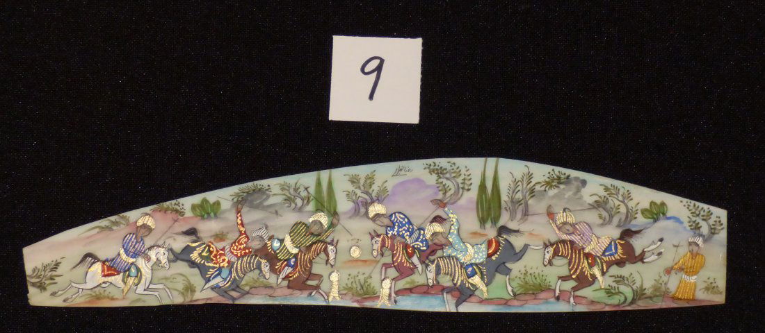 Persian Antique Miniature on Bone Painting Fine Art: Antique Persian Miniature Painting 100% Handmade (hunting, Golf, Bird or flower). This painting is made in the city of Isfahan around 50 years ago. Artist used the natural color on Bone. Inspired by t