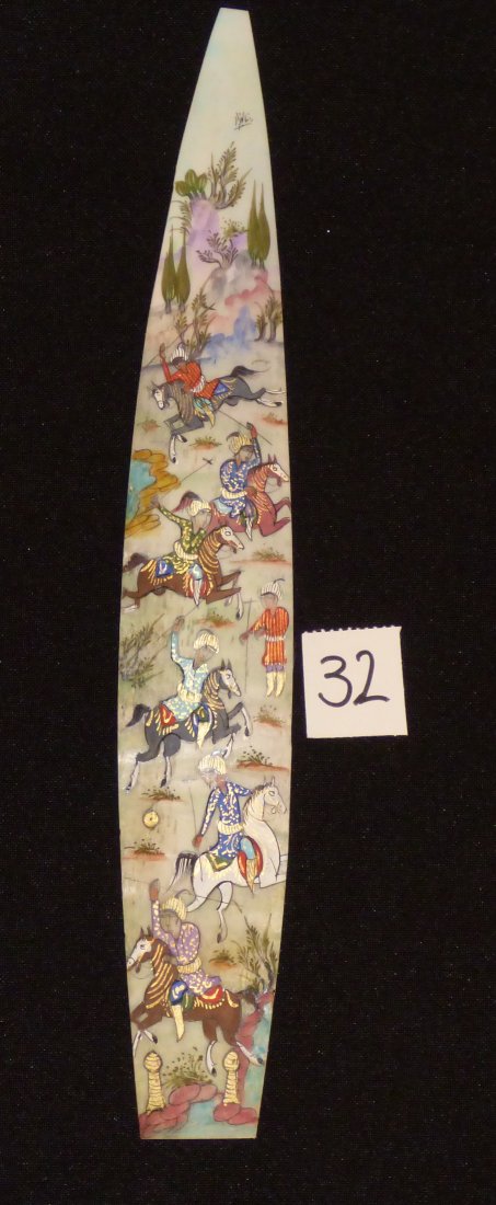 Persian Antique Miniature on Bone Painting Fine Art: Antique Persian Miniature Painting 100% Handmade (hunting, Golf, Bird or flower). This painting is made in the city of Isfahan around 50 years ago. Artist used the natural color on Bone. Inspired by t