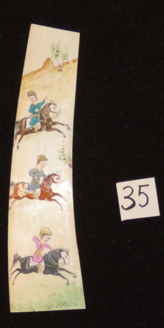 Persian Antique Miniature on Bone Painting Fine Art: Antique Persian Miniature Painting 100% Handmade (hunting, Golf, Bird or flower). This painting is made in the city of Isfahan around 50 years ago. Artist used the natural color on Bone. Inspired by t