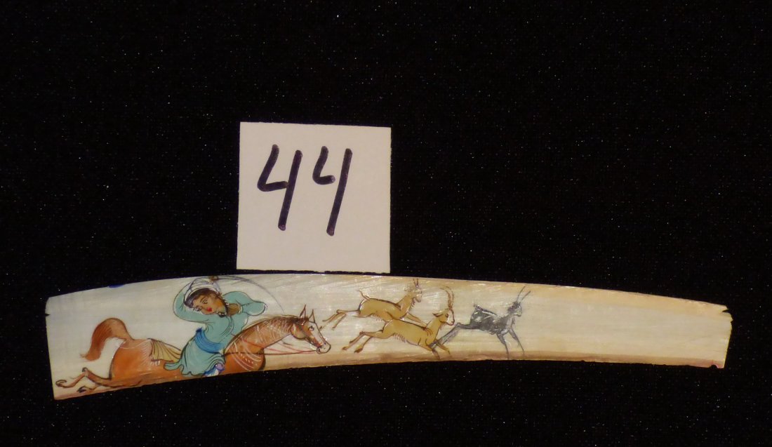 Persian Antique Miniature on Bone Painting Fine Art: Antique Persian Miniature Painting 100% Handmade (hunting, Golf, Bird or flower). This painting is made in the city of Isfahan around 50 years ago. Artist used the natural color on Bone. Inspired by t