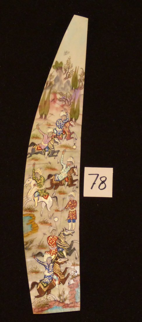 Persian Antique Miniature on Bone Painting Fine Art: Antique Persian Miniature Painting 100% Handmade (hunting, Golf, Bird or flower). This painting is made in the city of Isfahan around 50 years ago. Artist used the natural color on Bone. Inspired by t