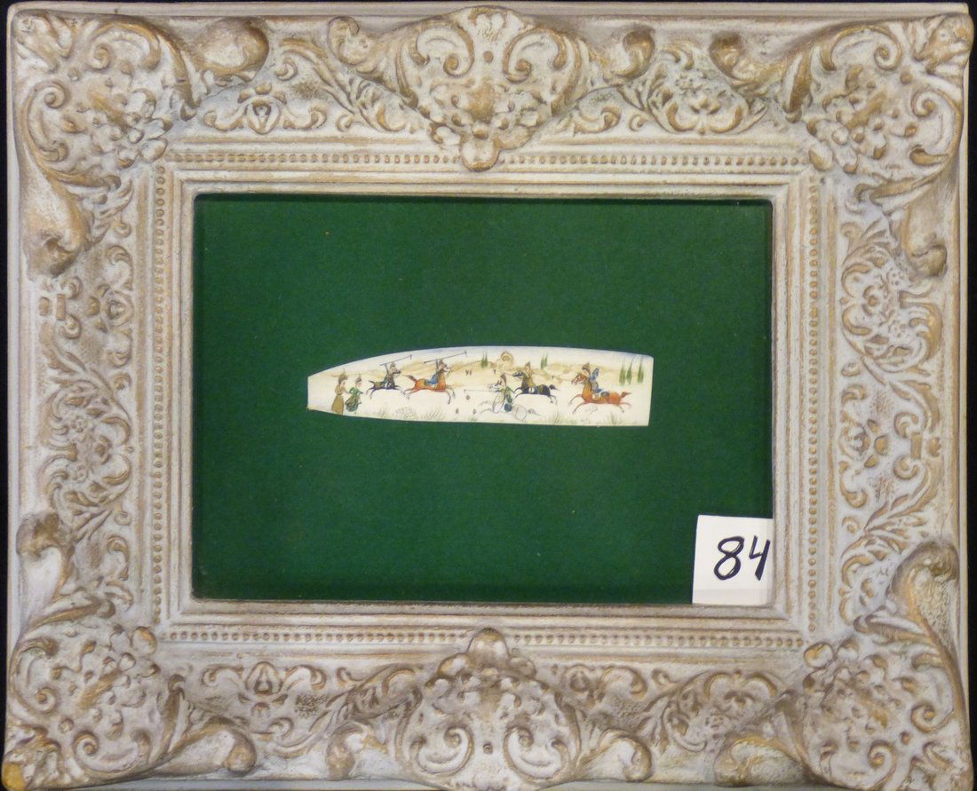 Persian Antique Miniature on Bone Painting Fine Art: Antique Persian Miniature Painting 100% Handmade (hunting, Golf, Bird or flower). This painting is made in the city of Isfahan around 50 years ago. Artist used the natural color on Bone. Inspired by t