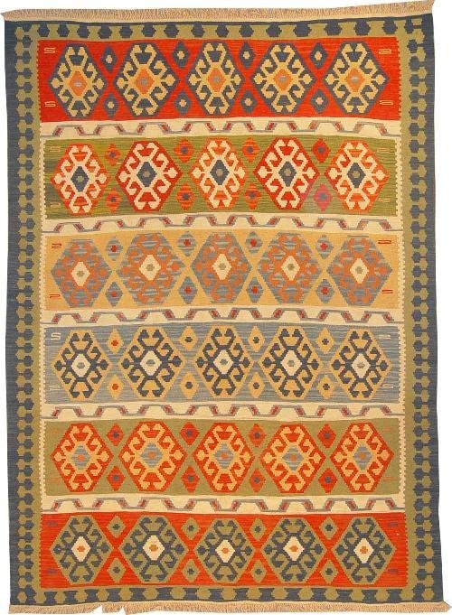 Persian Kilim Ardabil Hand Knotted 8' 4" X 6' 0": This new Persian Kilim has been made in the city of Ardabil. Made with 100% natural wool and Cotton, vegetable dyed and knotted by hand. This 8' 4"X6' 0" fine quality Kilim is one of the kind. area sq