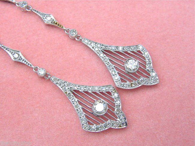 ESTATE EDWARDIAN to DECO 1.10ctw DIAMOND PLATINUM LONG (1 of 4)