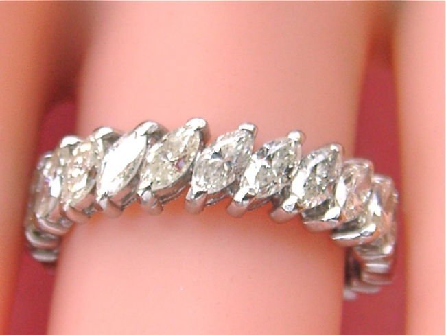 VINTAGE 2.40ctw MARQUISE DIAMOND PLATINUM ETERNITY BAND (1 of 4)