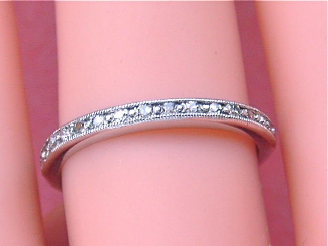 ESTATE .30ctw DIAMOND PLATINUM THIN ETERNITY BAND RING (1 of 4)