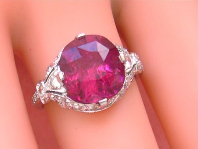 ESTATE EDWARDIAN 5ct RED TOURMALINE RUBELLITE .86ctw (1 of 4)
