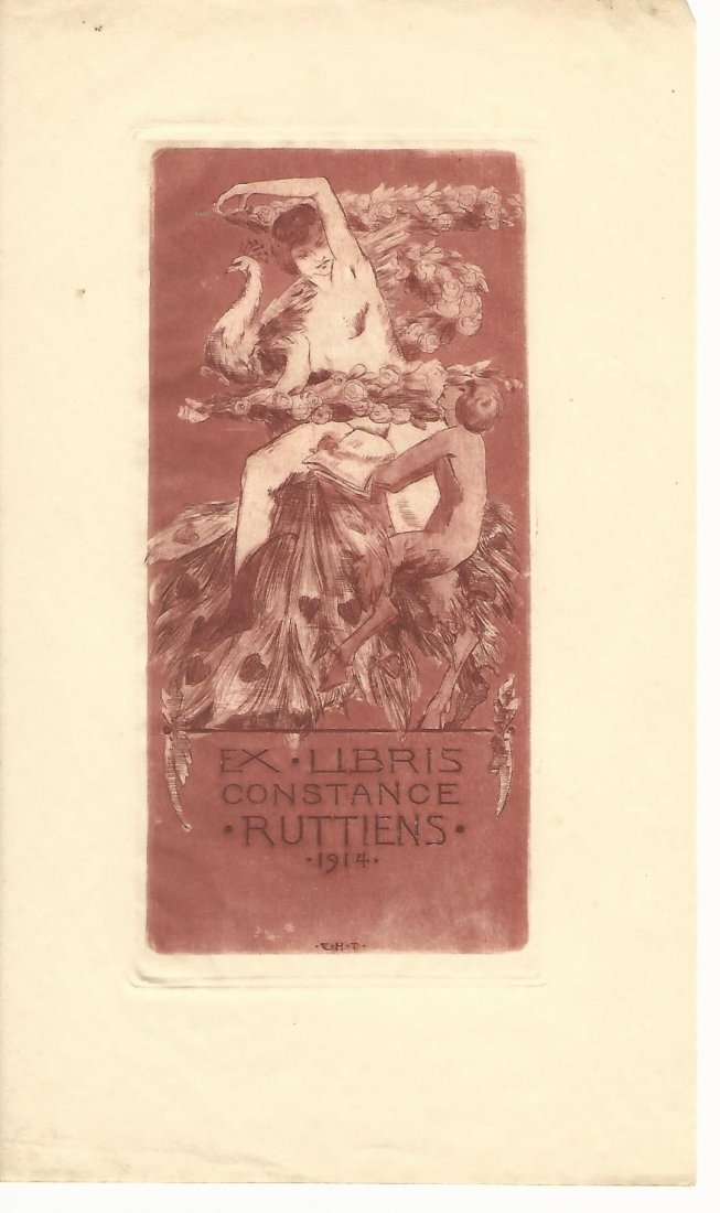 1914 Art Nouveau Ex Libris Ruttien (1 of 1)