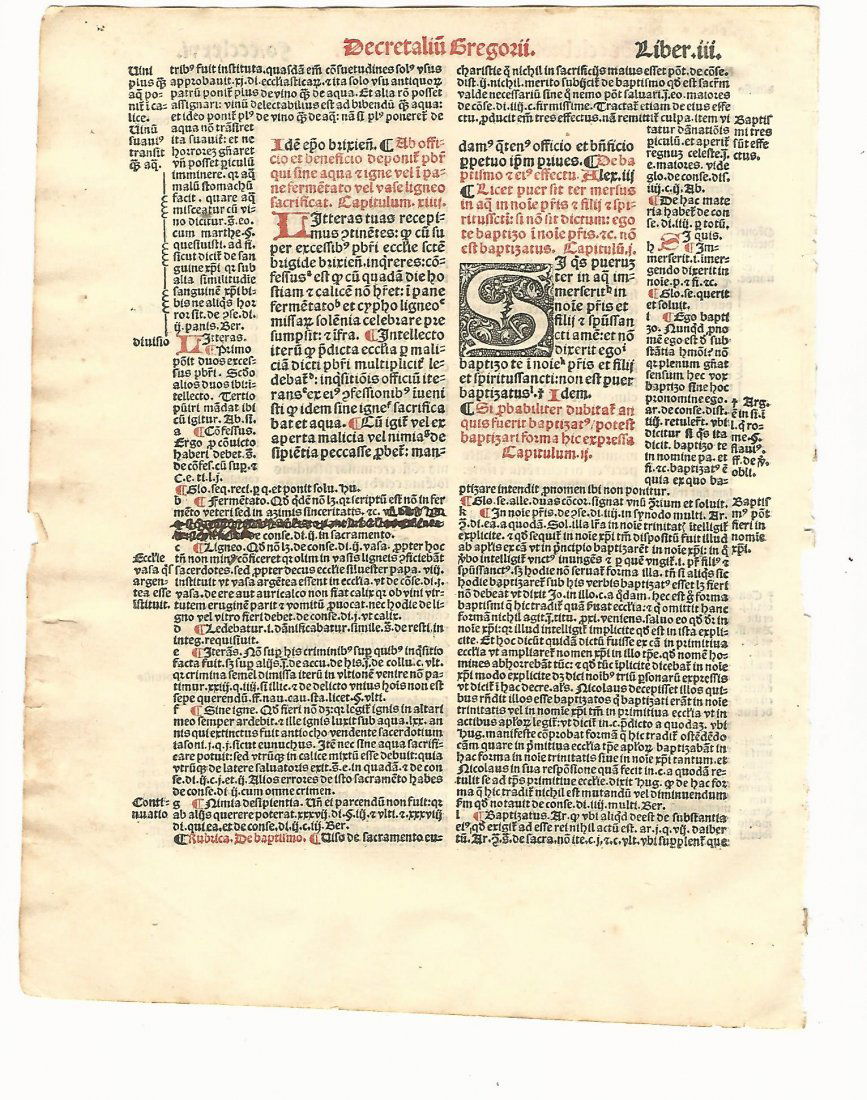 1516 Leaf Decretales of Pope Gregory IX (1 of 1)