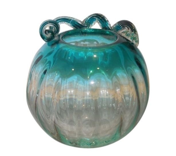 Antique Murano Italian Art Glass Rose Bowl Vase: Antique Murano Italian Art Glass Rose Bowl Vase IN EXCELLENT CONDITION. This lovely vase is genuine Murano Italian art glass from the early 20th century. It is a fine example in a rare blue color and
