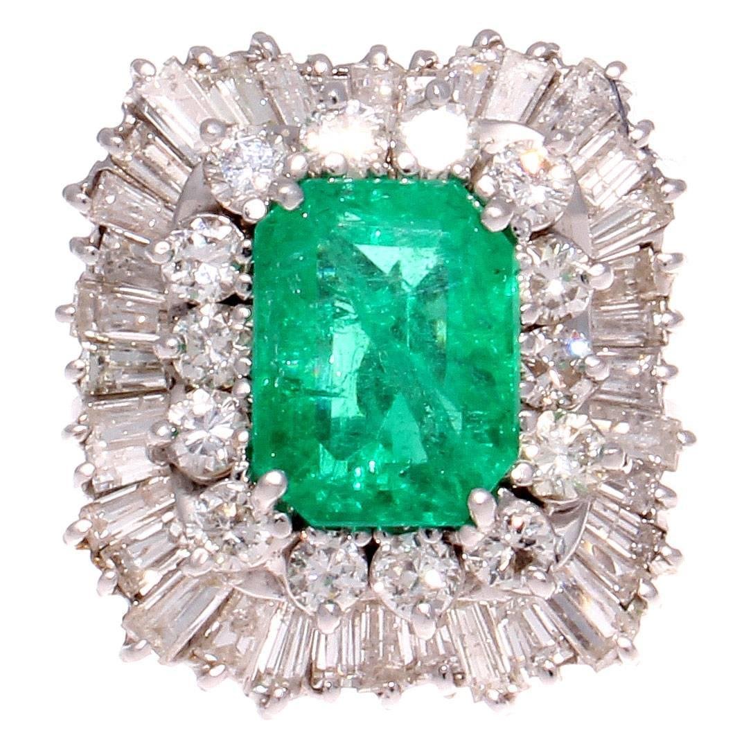 Emerald Diamond Platinum Ring (1 of 3)