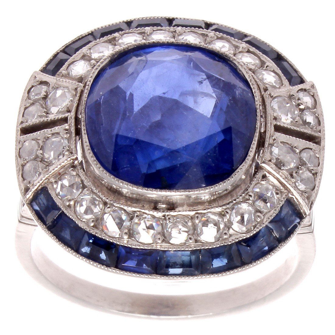Natural Burma No Heat Five Carat Sapphire Diamond Ring (1 of 5)
