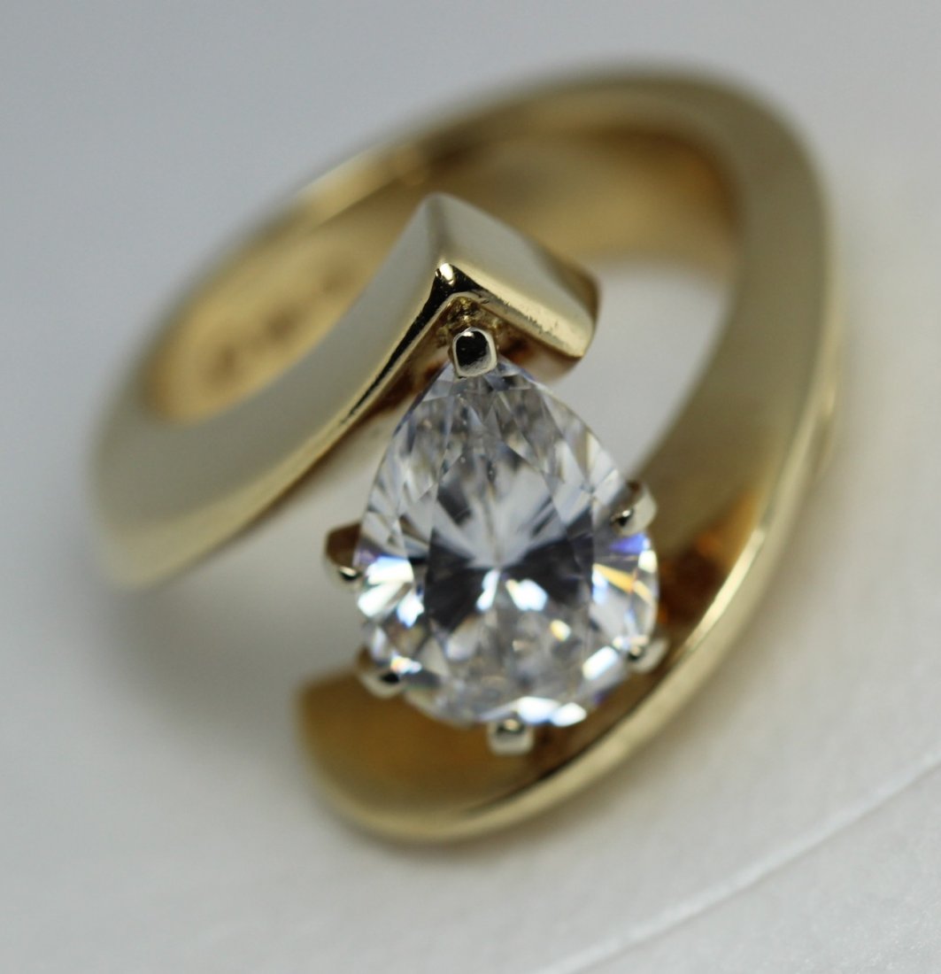 14kt Yellow Gold Pear Shape CZ Ring (1 of 5)