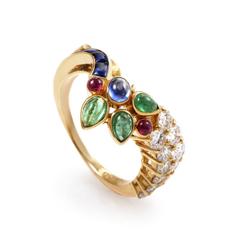 Dior 18K Yellow Gold Precious Gemstone Band Ring (1 of 4)