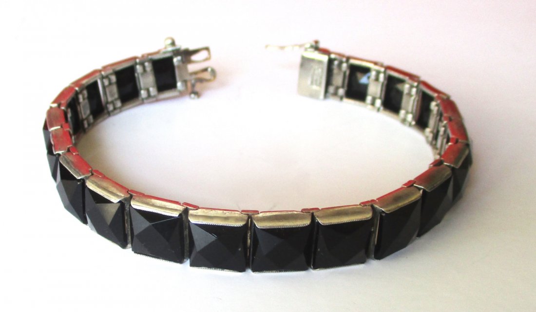 3/8-Inch Wide Deco  Sterling Silver & French Jet Line (1 of 1)