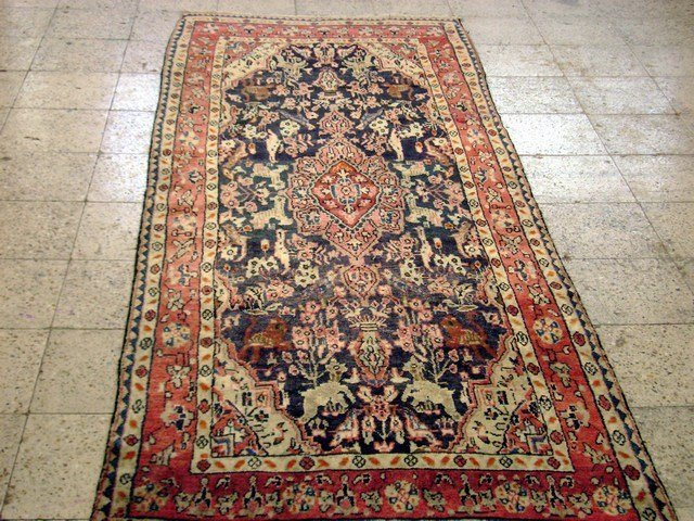 4x9 Persian Hamadan Runner Rug Hand knotted discount: Rug #:7191, Condition:Excellent, Exact Size: 3' 7'' x 9' 4'', Area Rug Size: 4x9, Age:1970s, Material: Wool on Cotton Foundation, Design:Hamadan Runner, Rug Handmade in Iran. You'll marvel at the deta