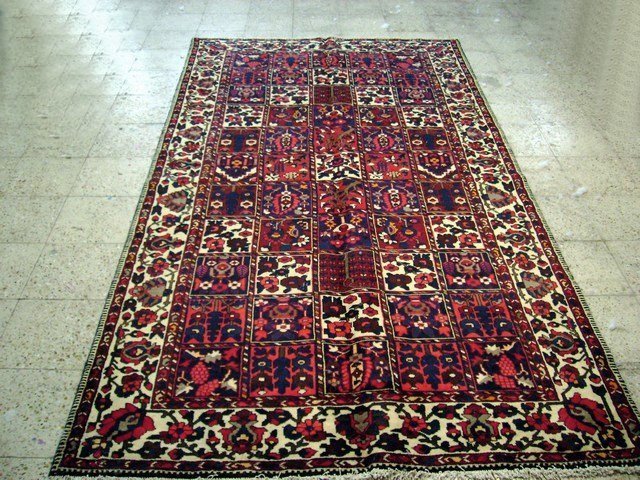 5x10 Persian Bakhtiar Rug Hand knotted traditional rugs: Rug #:7454, Condition:Excellent, Exact Size: 5' 5'' x 9' 8'', Area Rug Size: 5x10, Age:1970s, Material: Wool on Cotton Foundation, Design:Bakhtiar, Rug Handmade in Iran. You'll marvel at the details a