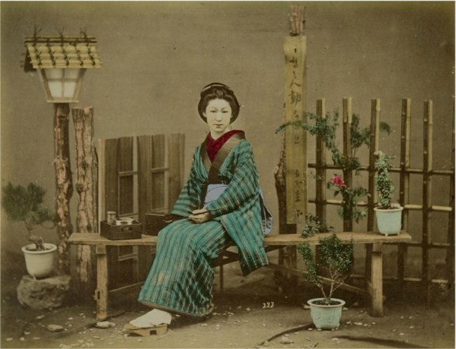 Geisha with a pipe, Japan. c1880 (1 of 1)