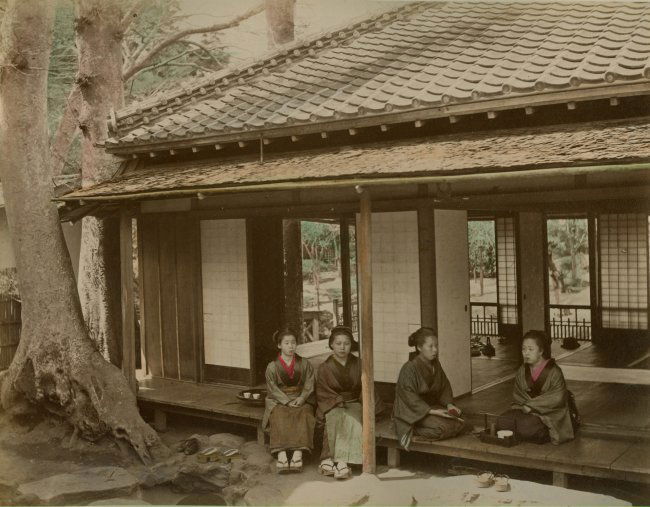 Four Young Women on the Veranda of a Tea House, Japan. (1 of 1)