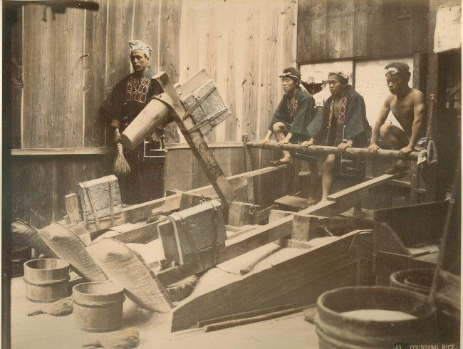 Pounding Rice, Japan. c1880 (1 of 1)