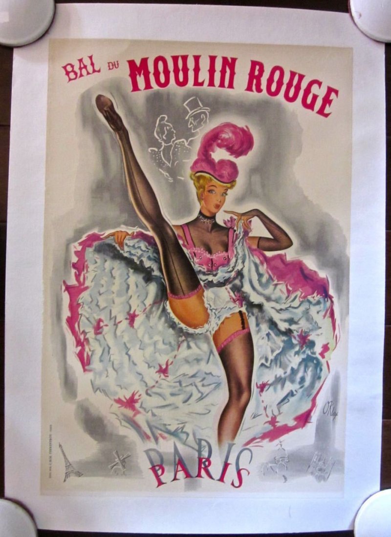 BAL DU MOULIN ROUGE -ORIGINAL 1950'S FRENCH LB POSTER- (1 of 1)