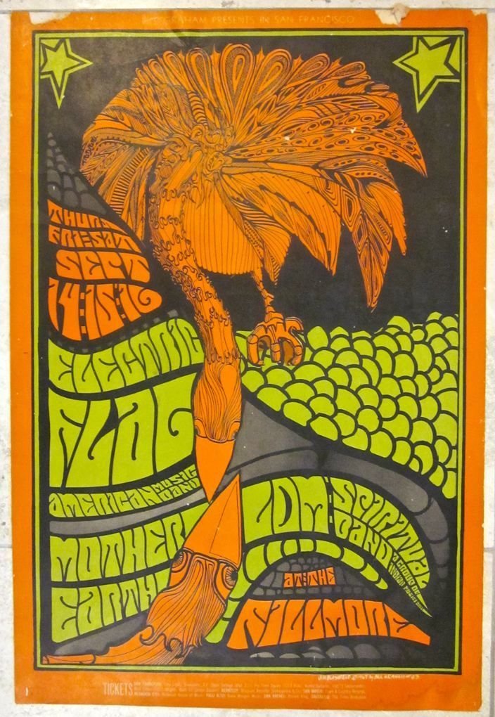 VINTAGE 1967 CONCERT POSTER - ELECTRIC FLAG & MOTHER (1 of 1)