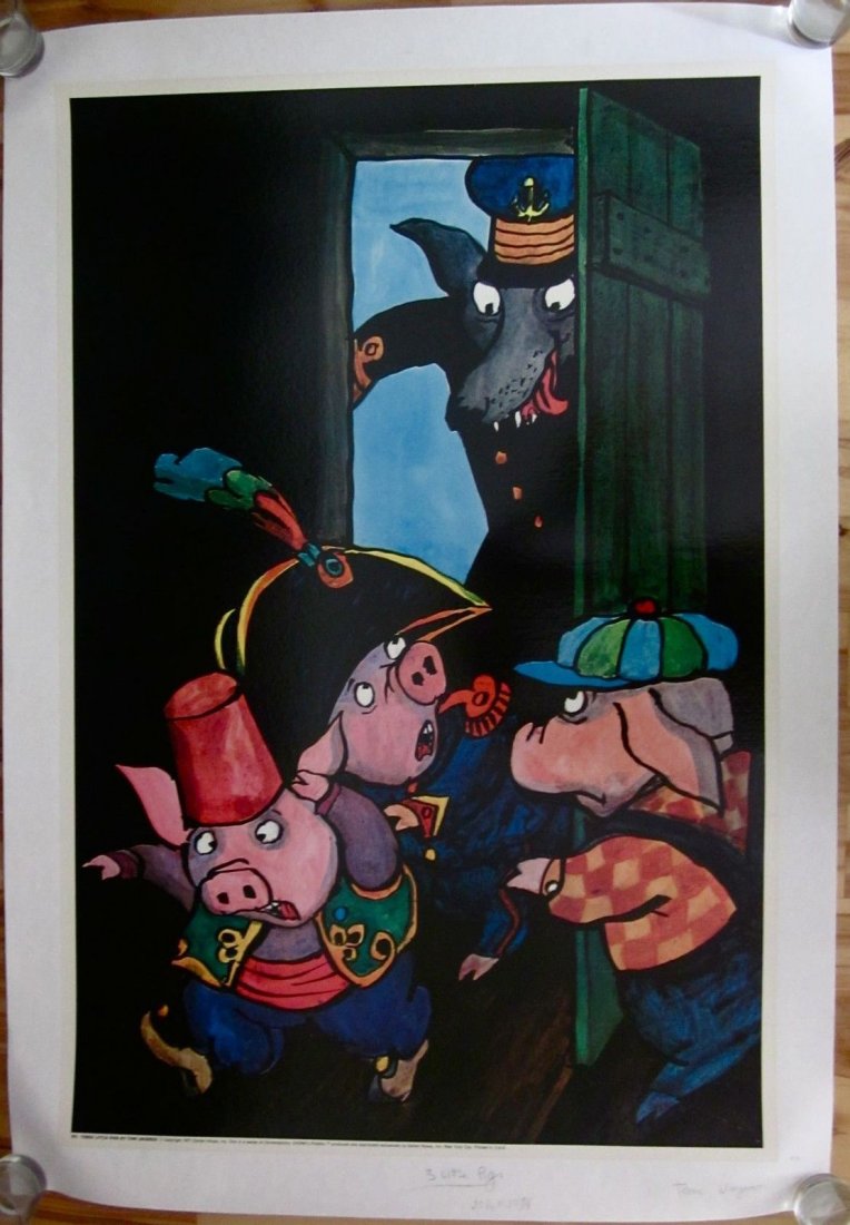 VINTAGE 1971 THREE LITTLE PIGS LB POSTER - CUTE CARTOON (1 of 1)