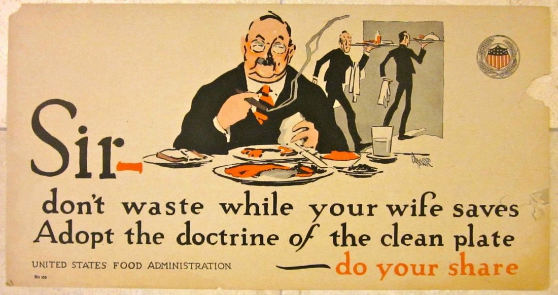 1917 WWI US FOOD ADMINISTRATION POSTER - SIR, DON'T (1 of 1)