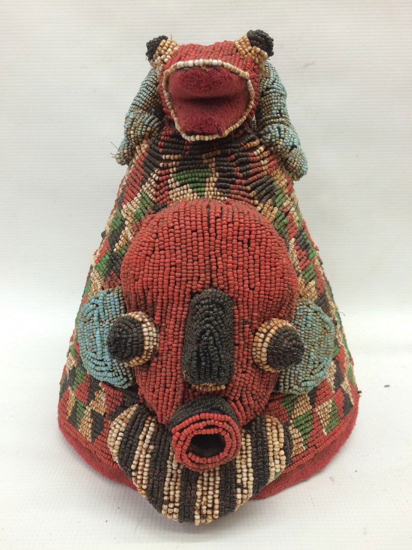 Bamileke Beaded Helmet Mask (1 of 5)