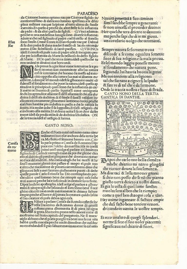 1507 Leaf Dante Paradiso w/ Woodcut (1 of 2)