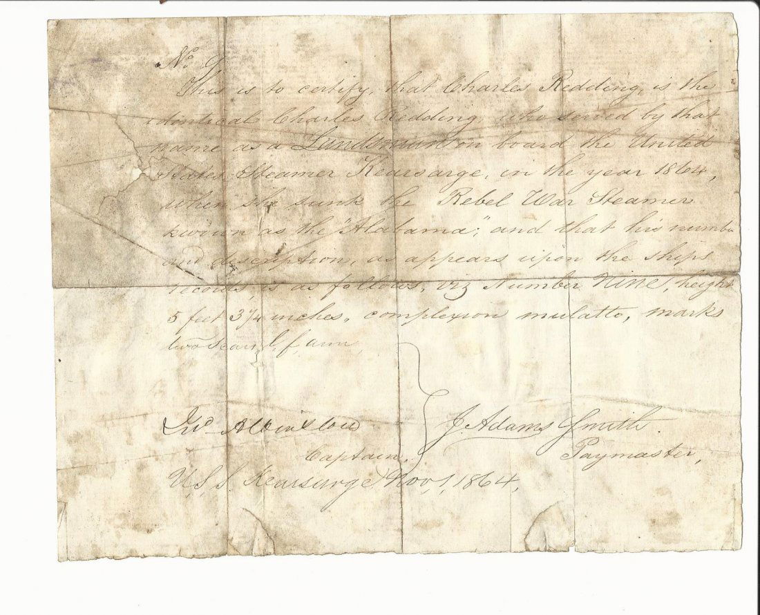 1864 Manuscript Civil War Kearsarge Signed By Captain (1 of 2)