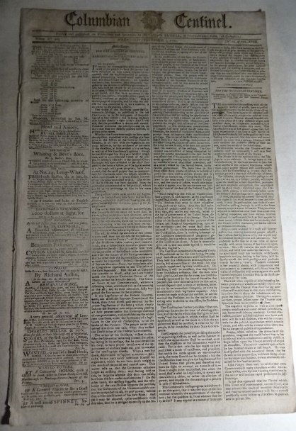 1792 Newspaper United States Elections Constitution (1 of 5)