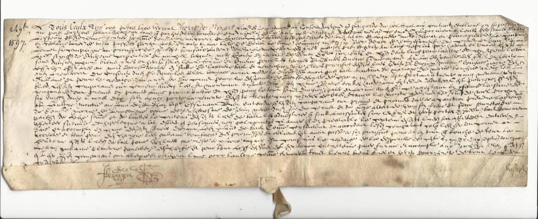 1597 Manuscript French Vellum Deed (1 of 3)