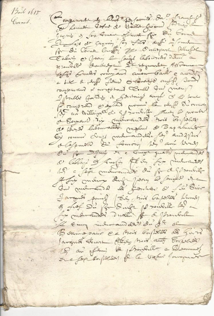 1615 Manuscript French Document (1 of 2)