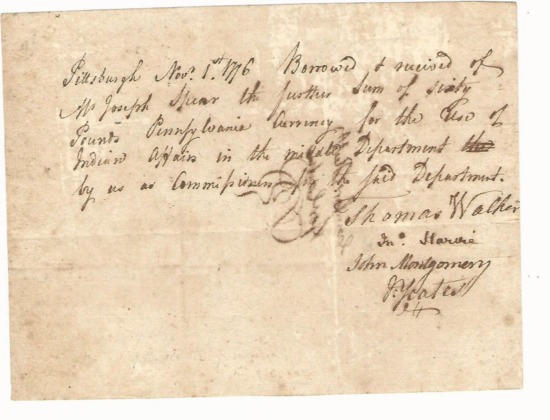 1776 Manuscript Thomas Walker Signed Indian Affairs (1 of 2)