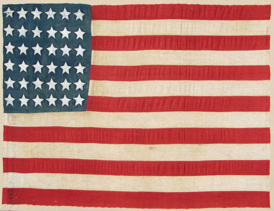 c.1865 US American 36 Star Handmade Flag (1 of 7)