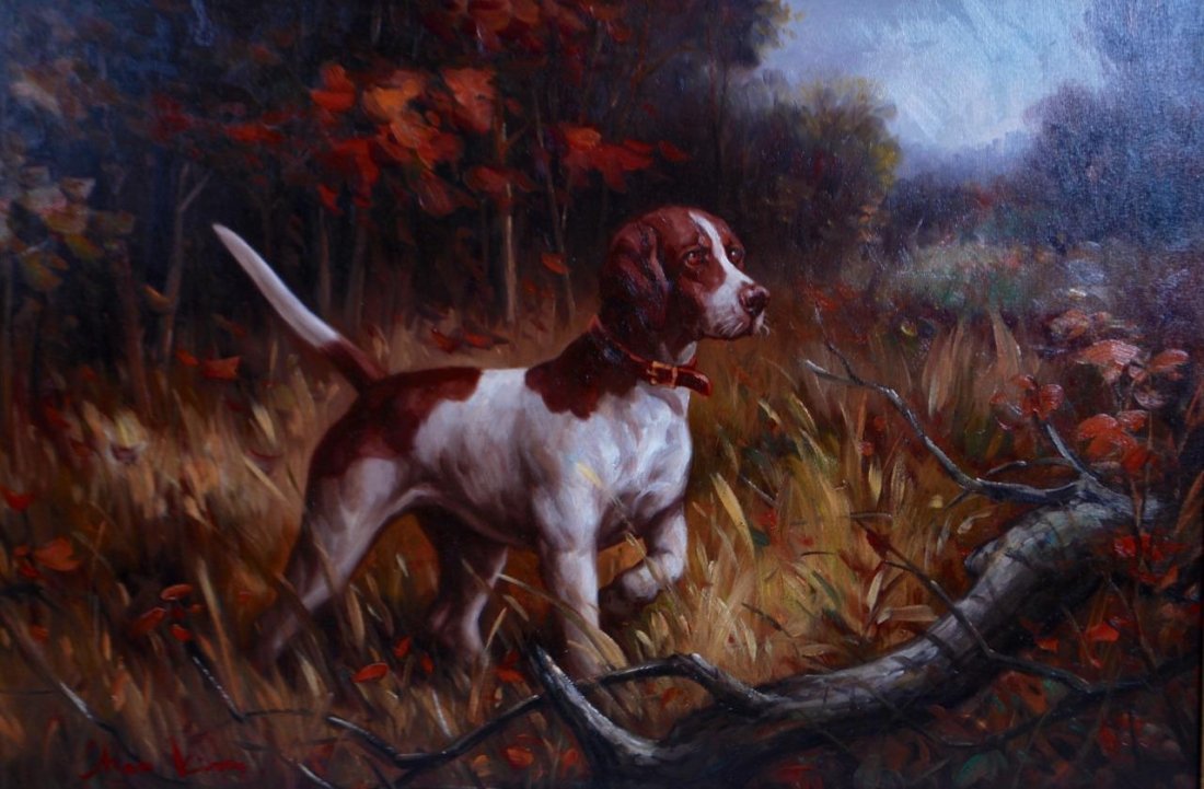 Original Oil on Canvas Painting: English Pointer Bird (1 of 1)