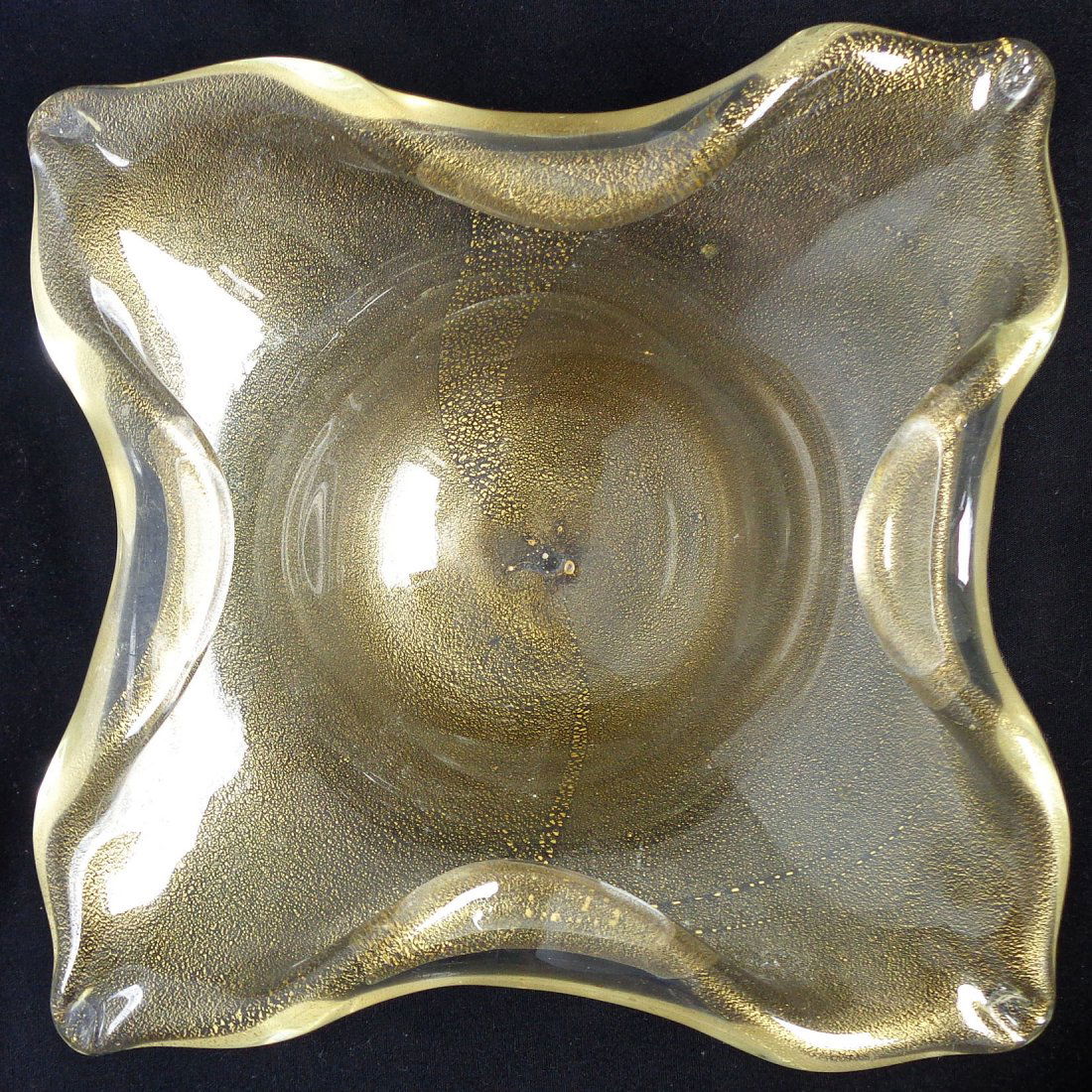 Murano Gold Flecks Glass Bowl (1 of 3)