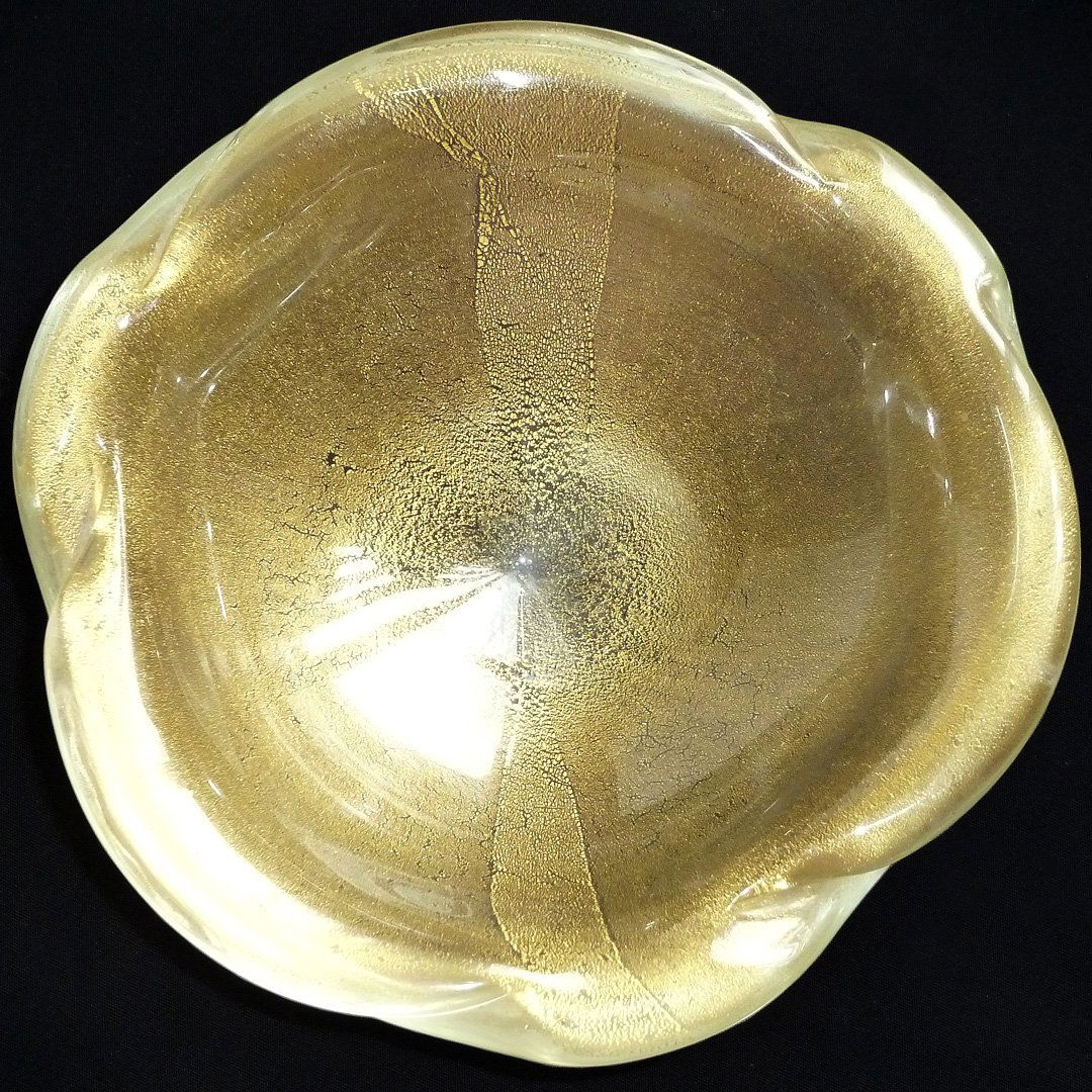 Murano Gold Flecks Wavy Bowl (1 of 3)