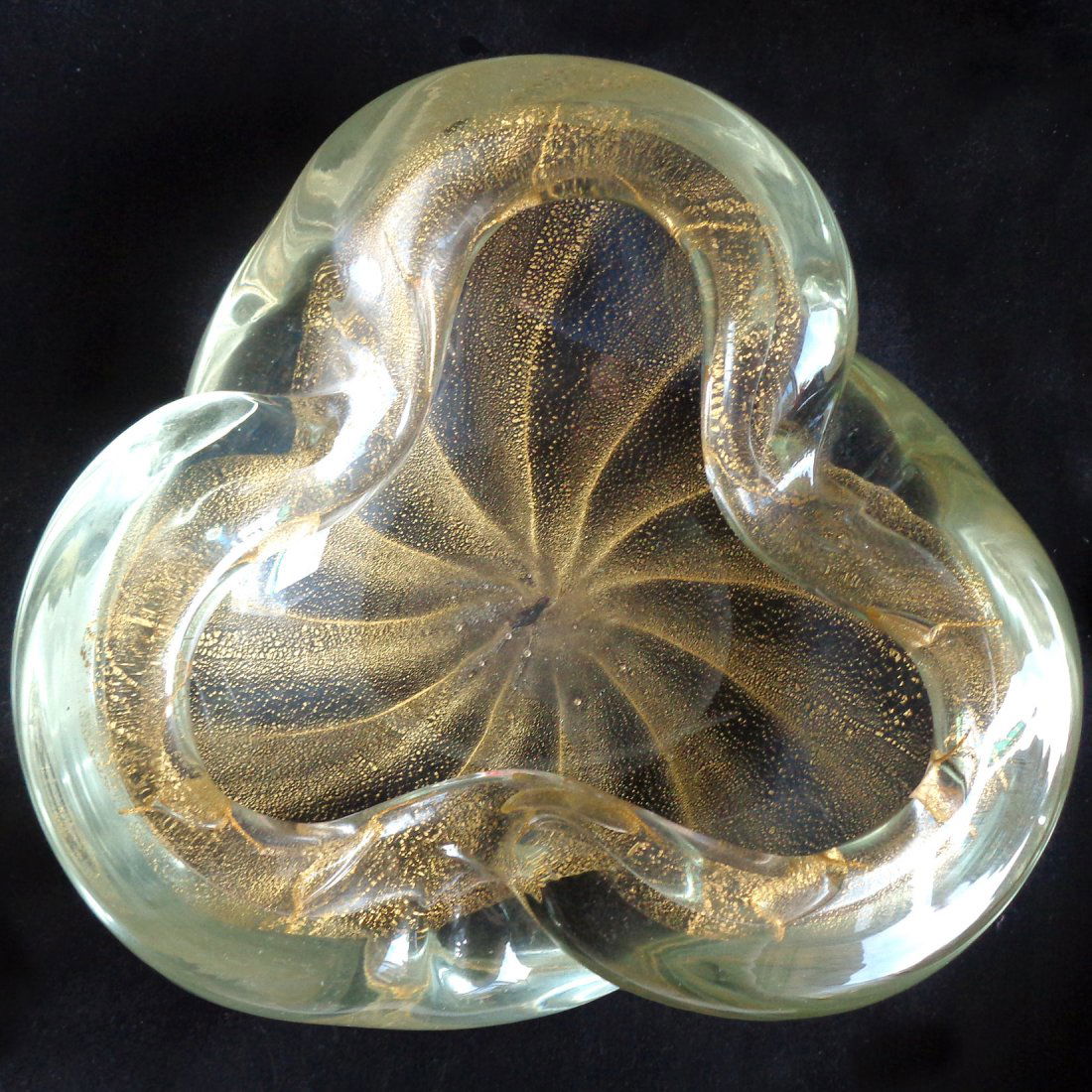 Murano Gold Flecks Optic Swirl Bowl (1 of 3)