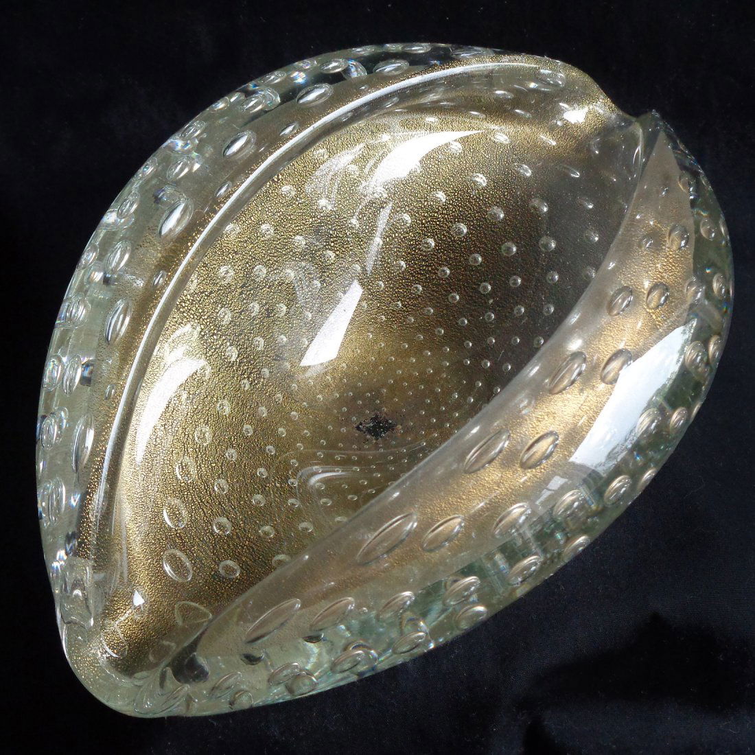 Murano Gold Flecks Clam Shell Bowl (1 of 4)