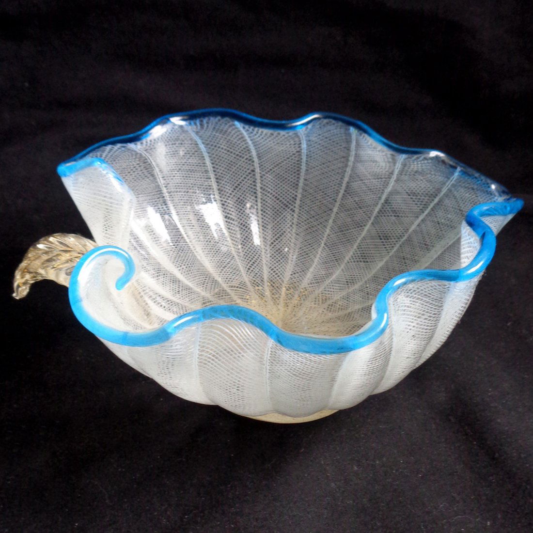 Salviati: Murano Blue Leaf Bowl (1 of 5)