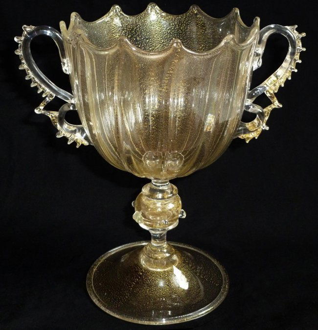 Antique Venetian Ornate Handles Crown Vase (1 of 5)