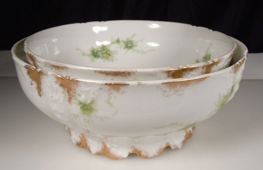 Ch Field Haviland Limoges Green & Gold Serving Bowls (1 of 4)