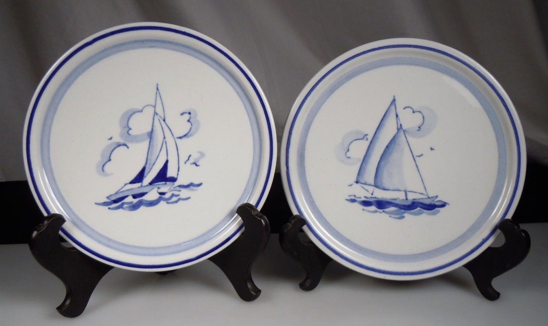 Vintage Arabia Finland Sailboat Regatta Trivets: Pair of ceramic trivets in the Regatta pattern made by Arabia of Finland. They measure 6.75" in diameter and are in excellent condition. No Reserve Free shipping for this item within the continental U